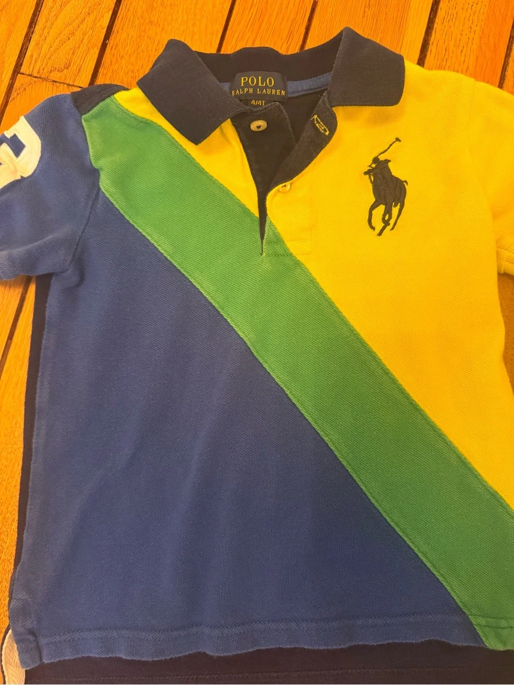 Polo by Ralph Lauren Boys' Diagonal Colorblock Polo - Yellow, Blue, Green
